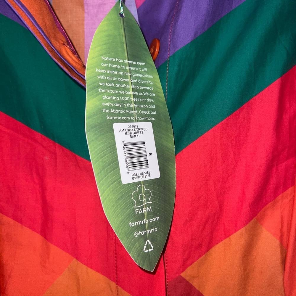 Farm Rio Amanda Mini Shirt Dress, Ruffles Belted, NWT size small - Picture 4 of 4